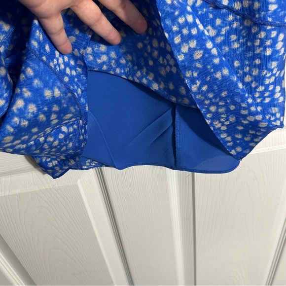 Ann Taylor Petite size 0P 100% silk layered dress, blue/cream, flowy, feminine - Picture 6 of 10